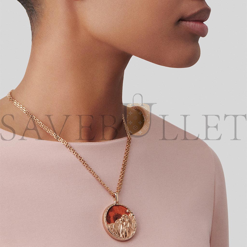 V*N CL*F arpels zodiaque long necklace leonis (leo) - rose gold, jasper  vcarp9r600